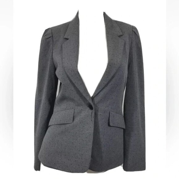 Elle Gray Polka Dots Stretch blazer suit single button front Size 6 - Picture 1 of 7